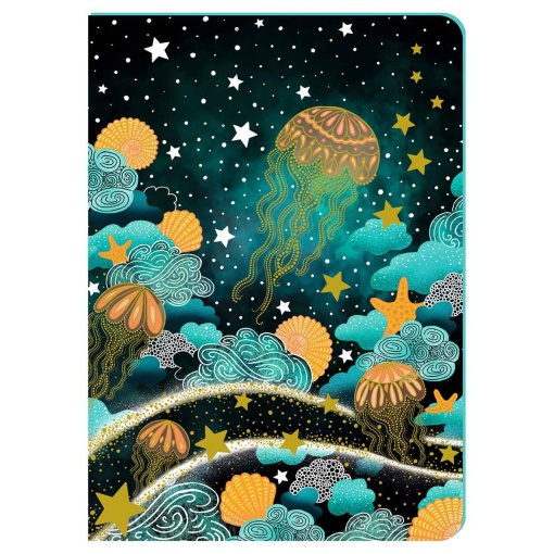 A5 lined hardcover notebook 96 sheets textured Aquarupella Méduse Étoilée