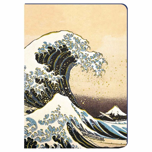 A5 lined notebook, hardcover, 96 textured sheets, Aquarupella La Grande Vague de Kanagawa - Hokusai