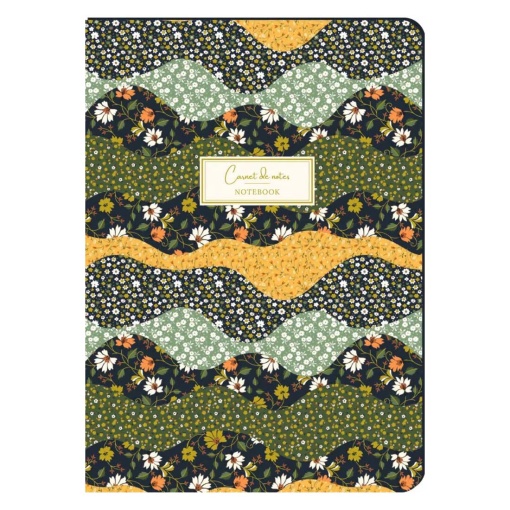 Caderno A5 pautado capa dura 96 folhas texturado Aquarupella Motif Japonais Floral