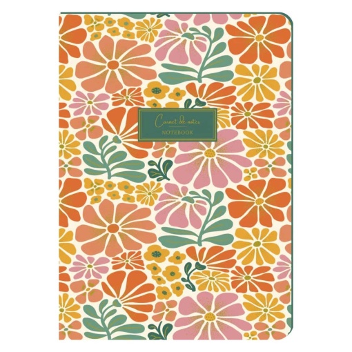 Caderno A5 pautado 96 folhas texturado Aquarupella Motif Floral Seventies