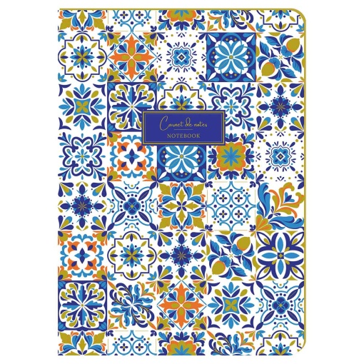 A5 lined notebook 96 sheets textured Aquarupella Mosaïque Carreaux Azulejo Colorés