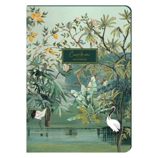 Caderno A5 pautado 96 folhas texturado Aquarupella Paysage Tropical avec Oiseaux et Citronnier