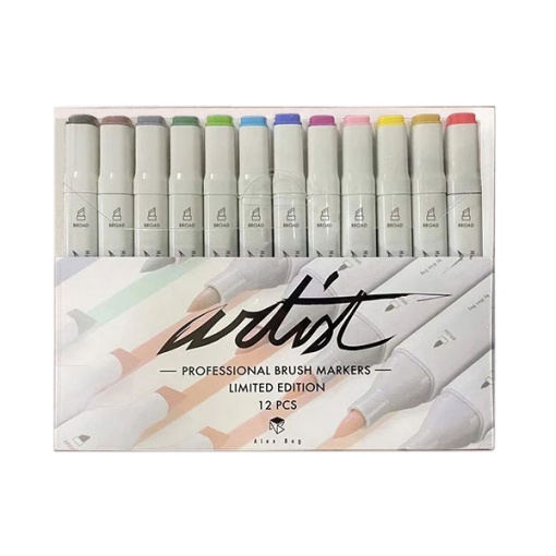 Alcohol marker Artist by Alex Bog, 2 tips, 12 colors.