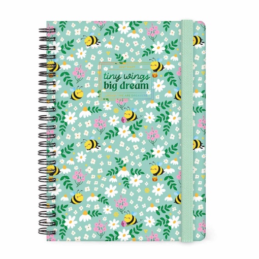Agenda semanal A5 2027 espiral Legami Bee "Tiny Wings Big Dream" com elástico