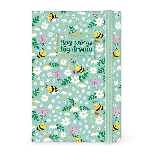 Agenda semanal 120x180mm 2027 Legami Bee "Tiny Wings Big Dream" com elástico