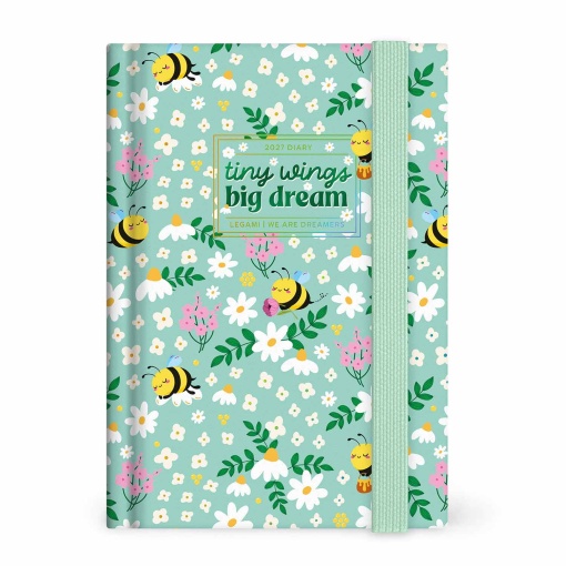 Agenda diária A6 2027 Legami Bee "Tiny Wings Big Dream" com elástico
