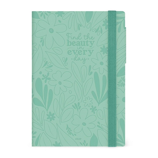 Agenda diária 120x180mm 2027 Legami Botanic Garden "Find the Beauty in Every Day" com elástico