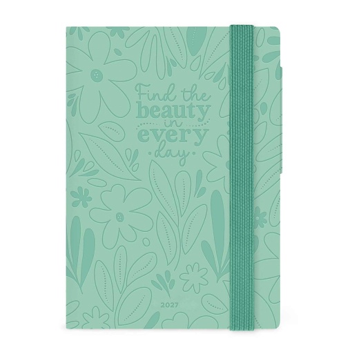 Agenda semanal A6 2027 Legami Botanic Garden "Find the Beauty in Every Day" com elástico