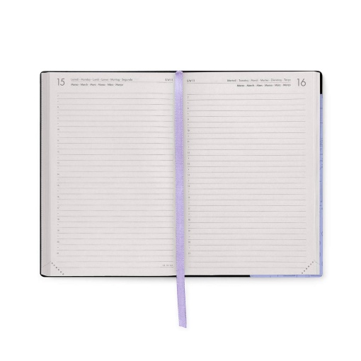 Agenda diária 120x180mm 2027 Legami Cosmic Lilac "Cosmic Dreamer" com elástico