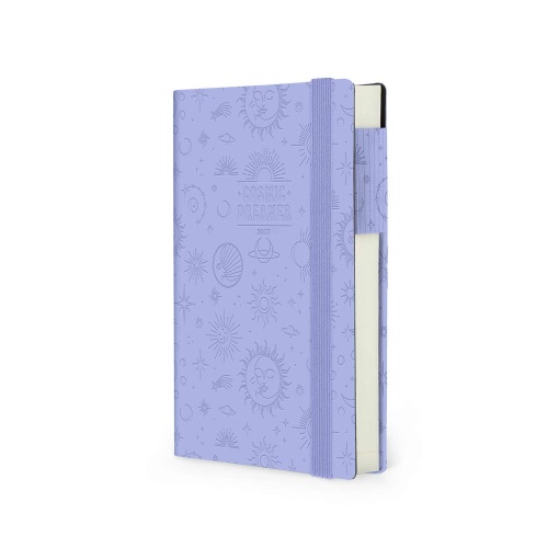 Agenda diária 120x180mm 2027 Legami Cosmic Lilac "Cosmic Dreamer" com elástico