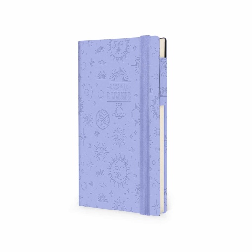 Agenda semanal 120x180mm 2027 Legami Cosmic Lilac "Cosmic Dreamer" com elástico