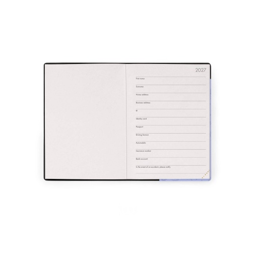 Agenda semanal A6 2027 Legami Cosmic Lilac "Cosmic Dreamer" com elástico