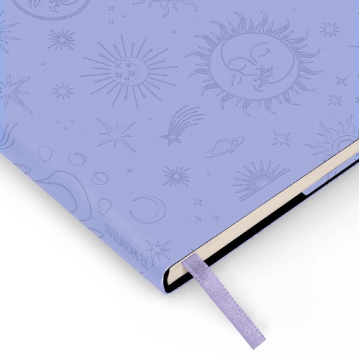 Agenda semanal A6 2027 Legami Cosmic Lilac "Cosmic Dreamer" com elástico