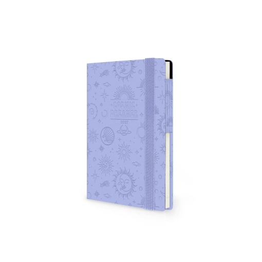 Agenda semanal A6 2027 Legami Cosmic Lilac "Cosmic Dreamer" com elástico