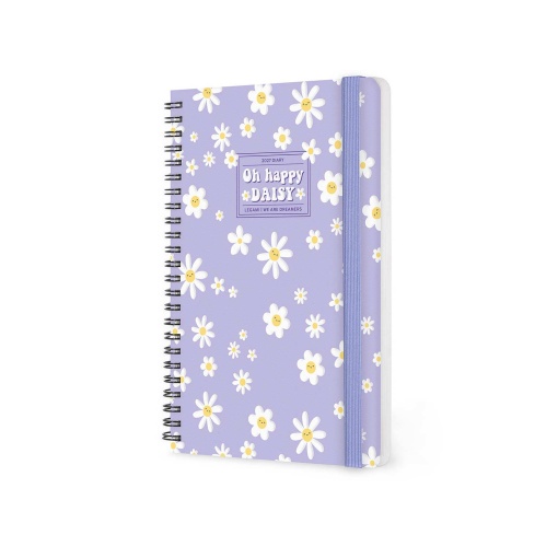 Agenda semanal A5 2027 espiral Legami Daisy "Oh Happy Daisy" com elástico