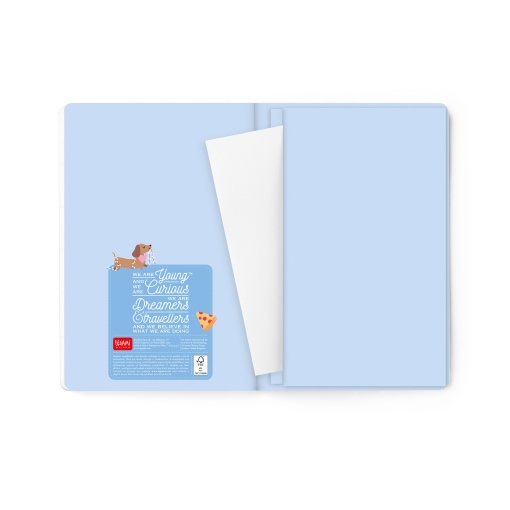 Agenda semanal 120x180mm 2027 Legami Dachshund "Paws Up for Pizza" com elástico