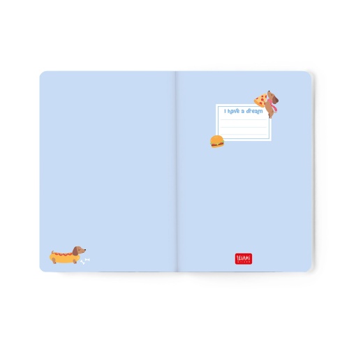 Agenda semanal 120x180mm 2027 Legami Dachshund "Paws Up for Pizza" com elástico