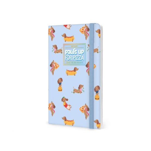 Agenda semanal 120x180mm 2027 Legami Dachshund "Paws Up for Pizza" com elástico