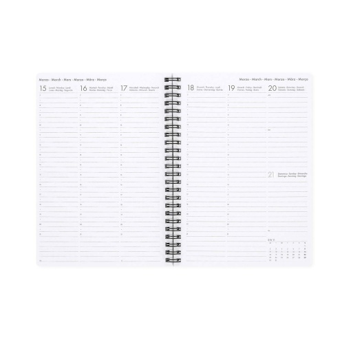Agenda semanal A5 2027 espiral Legami Flowers "La Vie Est Belle" com elástico