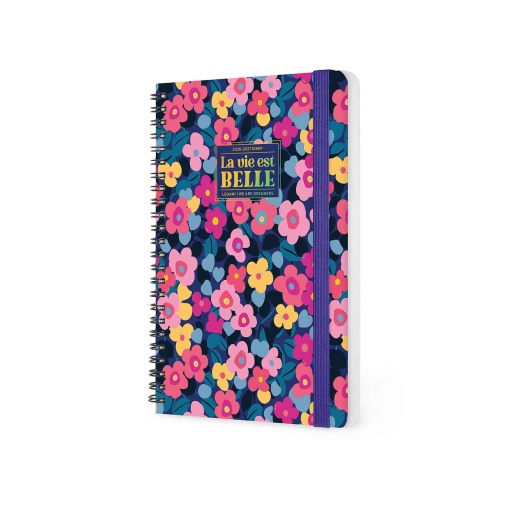 Agenda semanal A5 2027 espiral Legami Flowers "La Vie Est Belle" com elástico