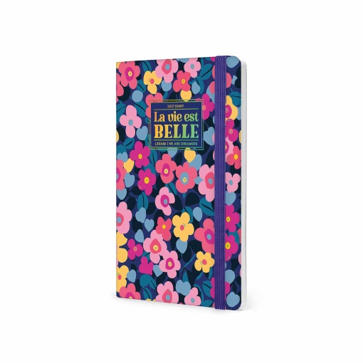 Agenda semanal 120x180mm 2027 Legami Flowers "La Vie Est Belle" com elástico