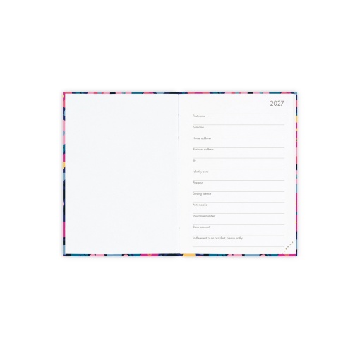 Agenda diária A6 2027 Legami Flowers "La Vie Est Belle" com elástico