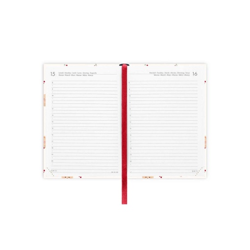 Agenda diária A6 2027 Legami Teddy Bear Cherry White "Can't Bear This Cuteness" com elástico