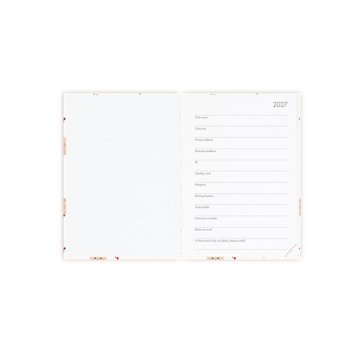 Agenda diária A6 2027 Legami Teddy Bear Cherry White "Can't Bear This Cuteness" com elástico