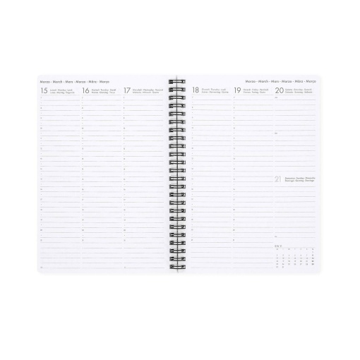Agenda semanal A5 2027 espiral Legami Travel Stickers "Every Journey Tells a Story" com elástico