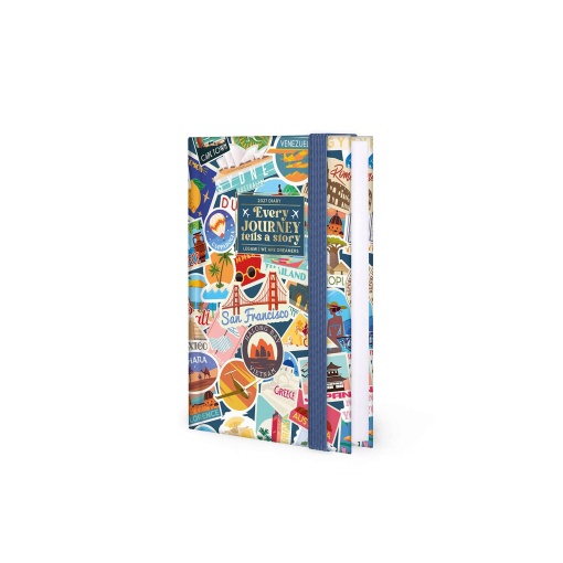 Agenda diária A6 2027 Legami Travel Stickers "Every Journey Tells a Story" com elástico