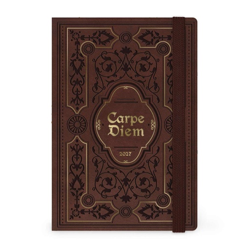 Agenda semanal 120x180mm 2027 Legami Vintage Book "Carpe Diem" com elástico