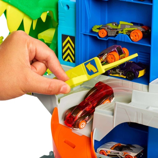 Hot Wheels City pista supergaragem com T-Rex Mattel JHL98