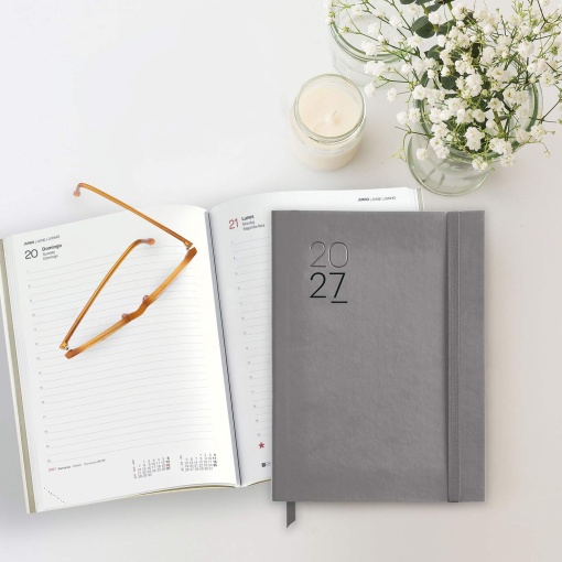 A5 2027 Miquelrius Plus Luxor gray daily planner