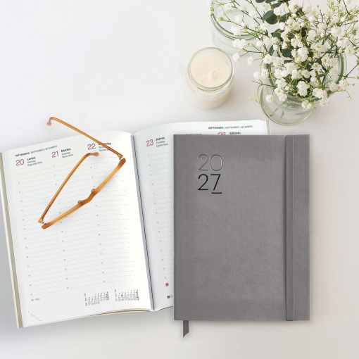 Weekly agenda A5 2027 Miquelrius Plus Luxor gray