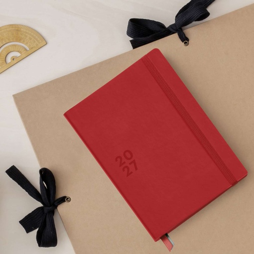 Agenda diaria A5 2027 Miquelrius Plus Back to Basics Roja