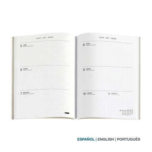 Weekly planner 140x190mm 2027 Miquelrius Back to Basics red