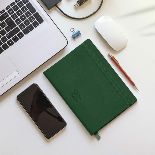 A5 2027 Daily Planner Miquelrius Plus Back to Basics Green