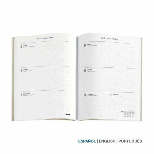 Agenda semanal 140x190mm 2027 Miquelrius Plus Back to Basics verde