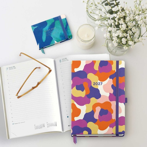 A5 2027 Daily Planner by Miquelrius Plus, Graphic Camouflage