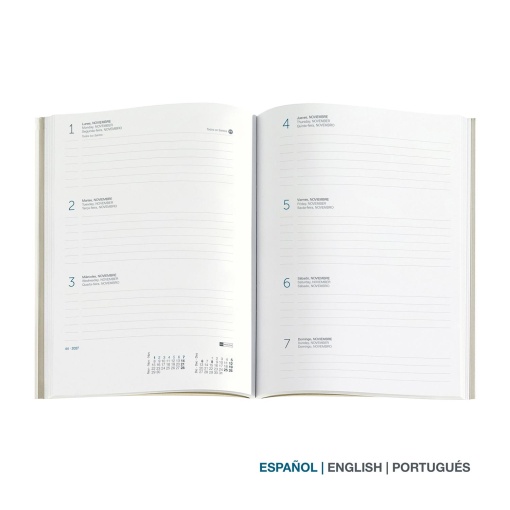 Agenda semanal A5 2027 Miquelrius Plus Natura Línea Verde
