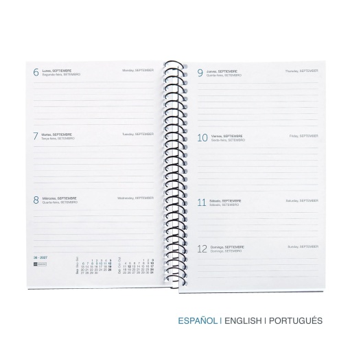 Weekly agenda 117x182mm 2027 spiral Miquelrius Activa Natura Golden Leaf