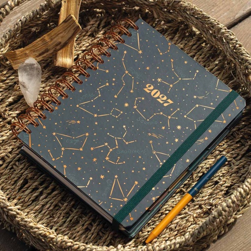 Weekly agenda A5 2027 spiral Miquelrius Plus Trends Astral Constellations