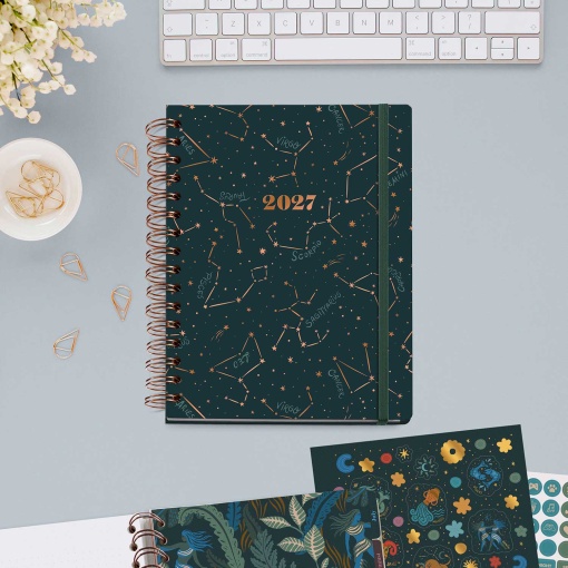 Weekly agenda A5 2027 spiral Miquelrius Plus Trends Astral Constellations