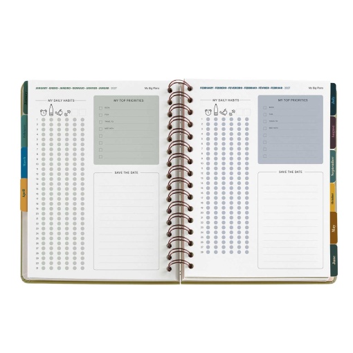A5 2027 Spiral Daily Planner, Miquelrius Plus Trends Astral Good Fortune
