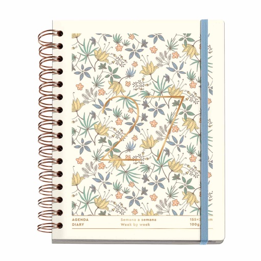 A5 2027 Spiral Daily Planner, Miquelrius Plus Trends Liberty Cream