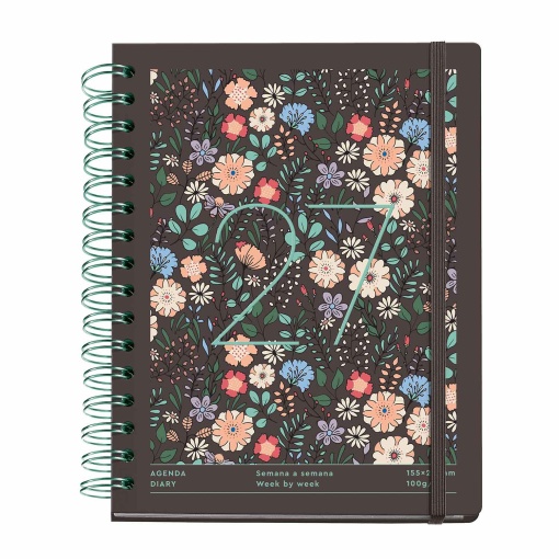 A5 2027 Spiral Daily Planner, Miquelrius Plus Trends Liberty Brown