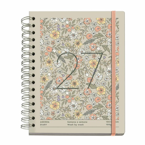 A5 2027 Spiral Weekly Planner, Miquelrius Plus Trends Liberty Taupe