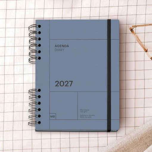 A5 2027 Spiral Weekly Planner, Miquelrius Plus Back to Basics, Marino