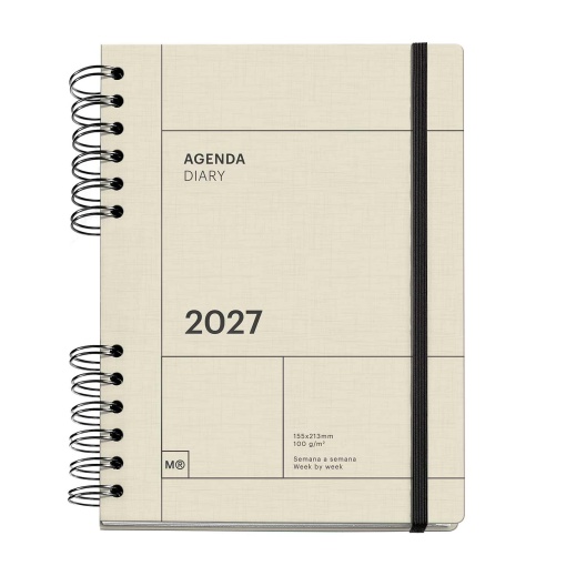 Weekly planner A5 2027 spiral Miquelrius Plus Back to Basics cream