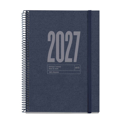 Agenda diária A5 2027 espiral Miquelrius Recycled Dark Blue
